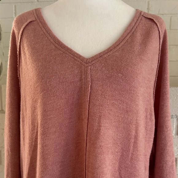 a.n.a Women's V-Neck Sweater - Rose / Peach Color - Picture 3 of 12